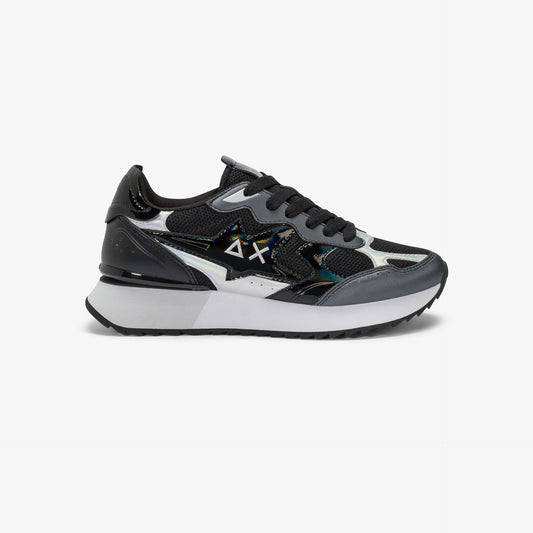 Sneaker Stargirl Silver in mesh nero