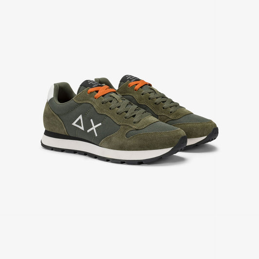 Sneaker Tom in nylon e suede verde scuro
