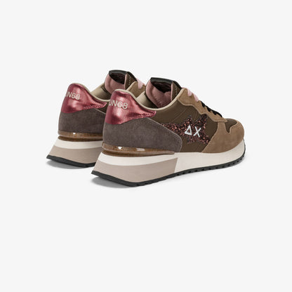 Sneaker Stargirl Glitter in nylon e suede marrone