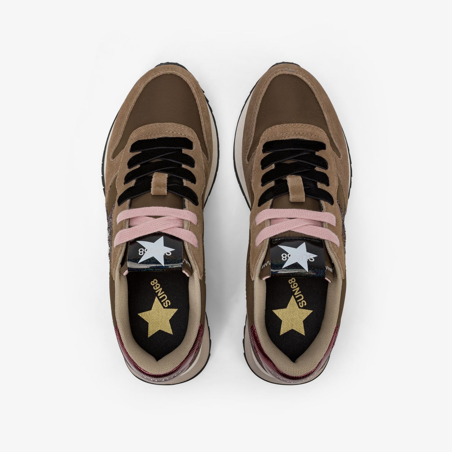 Sneaker Stargirl Glitter in nylon e suede marrone