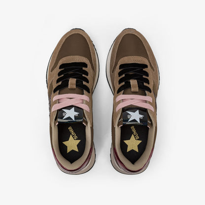 Sneaker Stargirl Glitter in nylon e suede marrone