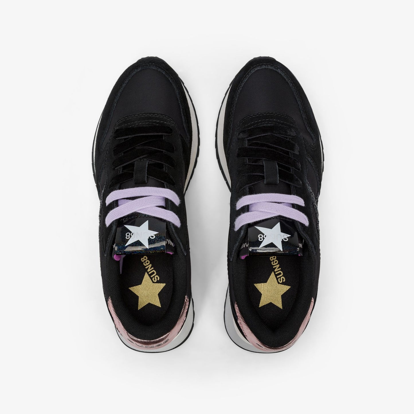 Sneaker Stargirl Glitter in nylon e suede nero