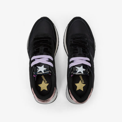 Sneaker Stargirl Glitter in nylon e suede nero