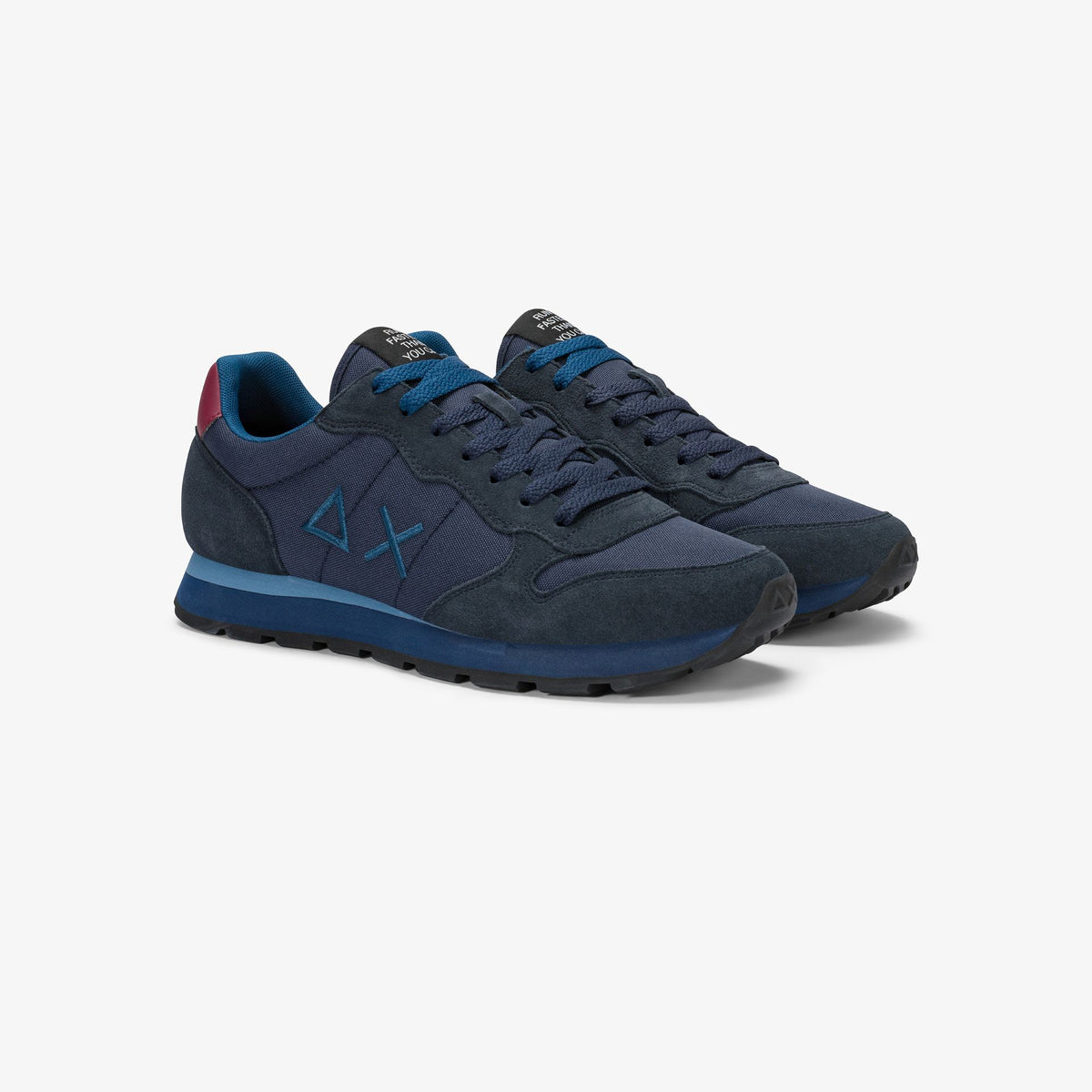 Sneaker Tom in nylon e suede navy blue/bordeaux