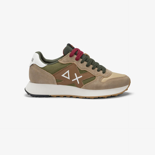 Sneaker Jaki Bicolor in nylon e suede beige scuro