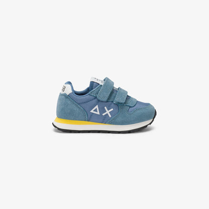 Sneaker Boy's Tom Solid in nylon e suede blu avio