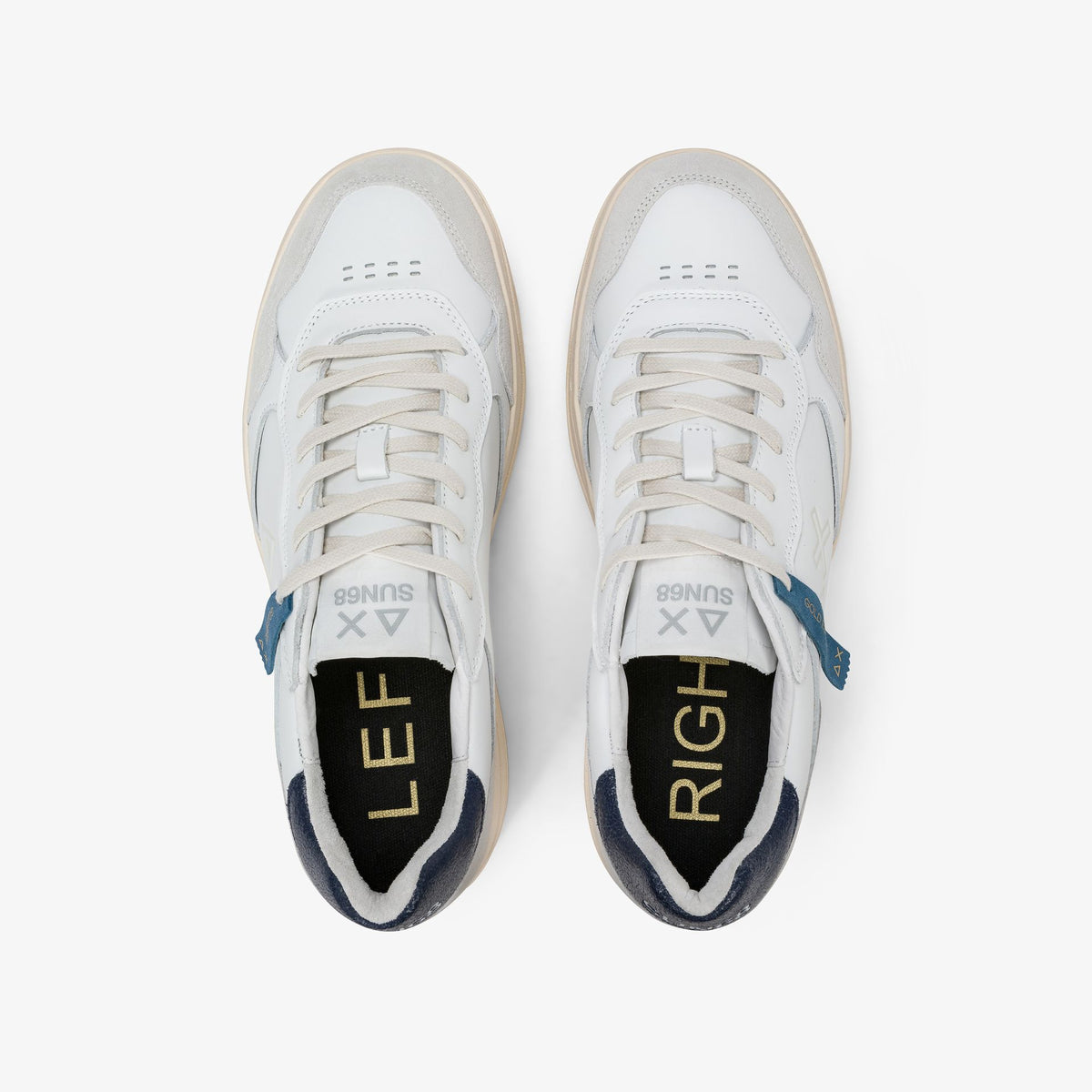 Sneaker Big Basket Evo in pelle bianco/navy blue