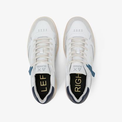 Sneaker Big Basket Evo in pelle bianco/navy blue