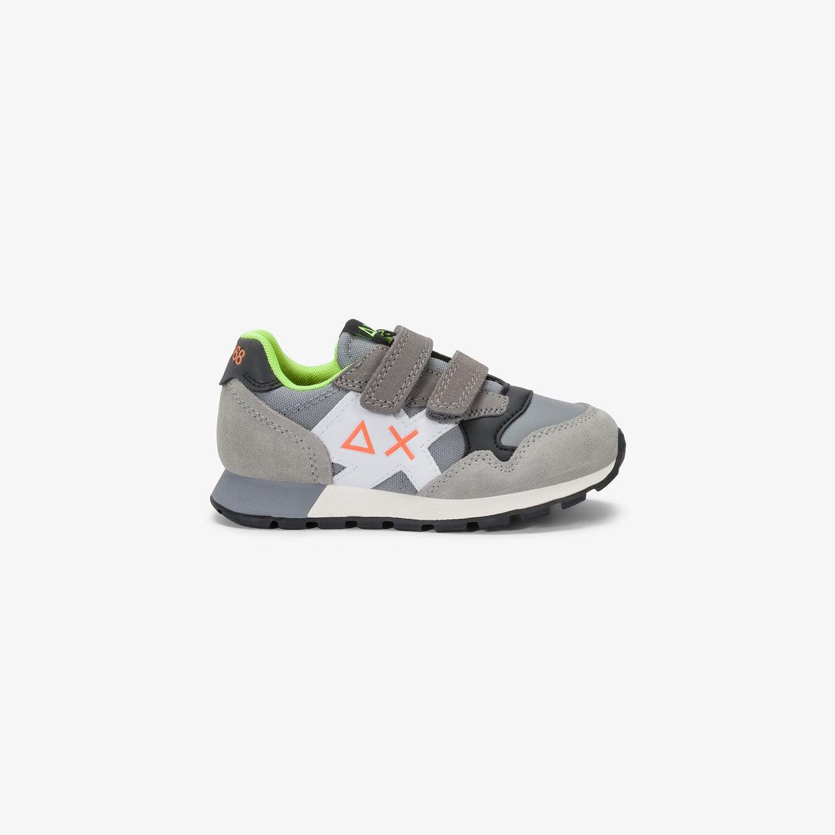 Sneaker Boy's Jaki Fluo in nylon e suede grigio medio