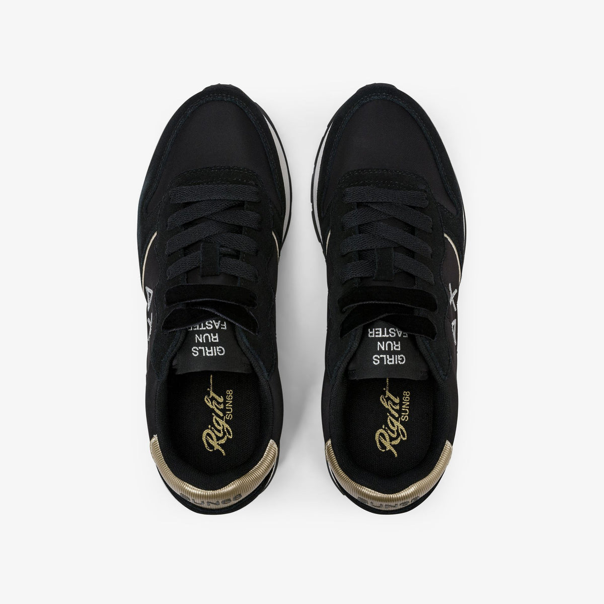 Sneaker Ally Gold Silver in suede e nylon nero