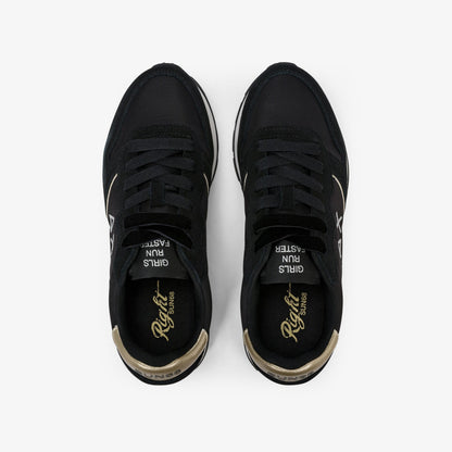 Sneaker Ally Gold Silver in suede e nylon nero
