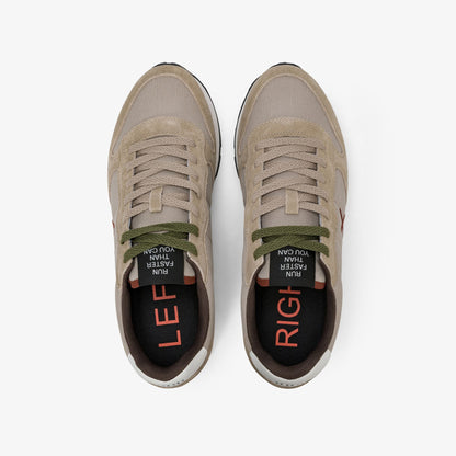 Sneaker Tom in nylon e suede beige scuro
