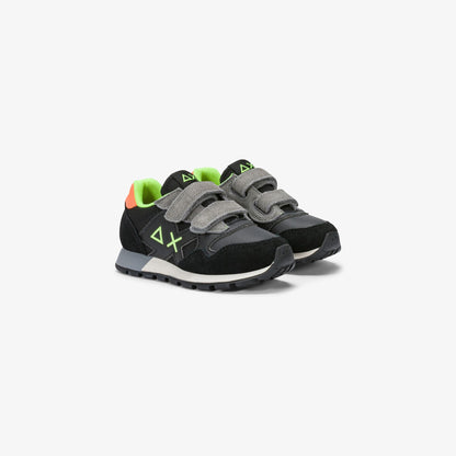 Sneaker Boy's Jaki Fluo in nylon e suede nero