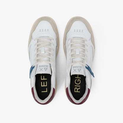 Sneaker Big Basket Evo in pelle bianco/bordeaux