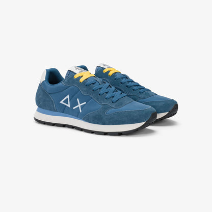 Sneaker Tom in nylon e suede blu avio scuro