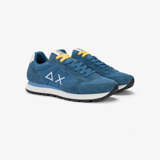Sneaker Tom in nylon e suede blu avio scuro