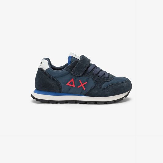 Sneaker Boy's Tom Solid in nylon e suede blu navy