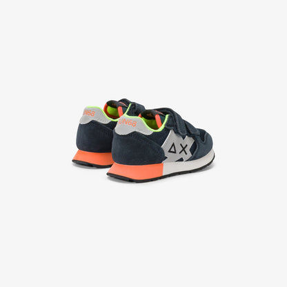 Sneaker Boy's Jaki Fluo in mesh e suede blu navy