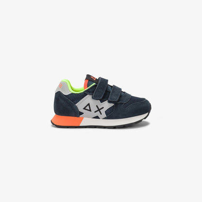 Sneaker Boy's Jaki Fluo in mesh e suede blu navy